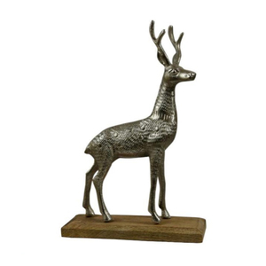 Aluminium Cerf Argent Fini Sur Base En Bois Argent Brillant Fini Nouvelle Décoration Maison Et Hôtel Nouvelle Collection De Noël À Vendre - Product Image 2
