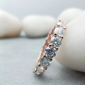 แหวนแต่งงานสำหรับผู้หญิงทำจากเพชรที่เจียระไนแบบกลมขนาด14K 18K ได้รับการรับรองจากร้าน VVS Lab - Product Image 1