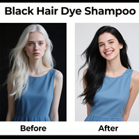 Champú para Teñir el Cabello 3 en 1 Gatase, Color Negro, Instantáneo, Duradero, a Base de Plantas Naturales, para Hombres y Mujeres