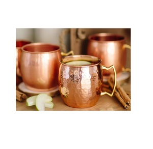 Copas de cerámica Moscow Mule de alta demanda cobre puro con mango de latón para cerveza de jengibre hecha a mano en la India - Product Image 5