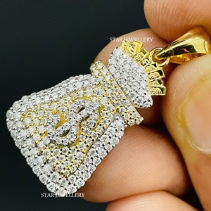 Colgante de Plata de Ley con Moissanita VVS Helada, Color D, Diseño de Bolsa de Dinero, Estilo Hip Hop Unisex, por STAR JEWELLERY - Product Image 2