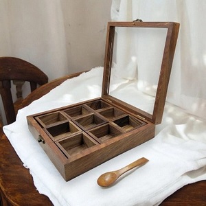 Caja Masala de mesa de madera hecha a mano, estética rústica, ideal para almacenamiento de especias de cocina, hecha de F S International - Product Image 1
