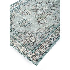 Alfombra de Lana Azul Vintage Anudada a Mano para el Hogar - Para Sala de Estar, Pasillo, Entrada, Dormitorio de Adolescentes, Diseño de Medallón Rectangular Abstracto - Product Image 2