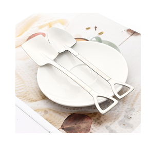 Ensemble de cuillères en métal cuillère à café couverts à dessert vaisselle de cuisine 4.7 pouces en acier inoxydable 4 cuillères et 4 fourchettes - Product Image 6