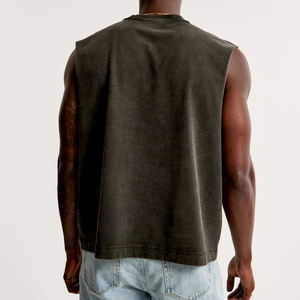 T-shirt vintage streetwear 100% coton, coupe ample, épaules tombantes, sans manches, impression personnalisée de haute qualité, léger, pour homme - Product Image 3