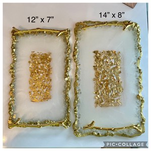 Plateau en résine de haute qualité fait à la main artistique motif floral sous-verres de conception personnalisables organisateur élégant pour clés pièces de monnaie - Product Image 4