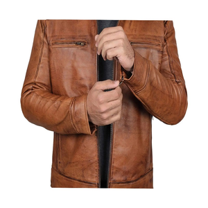 Chaqueta de Cuero Genuino Recubierto para Hombre, Diseño de Última Moda, Resistente al Viento, Transpirable, Cuello Alto, Talla Grande, Logotipo Frontal, Otoño 2025 - Product Image 3