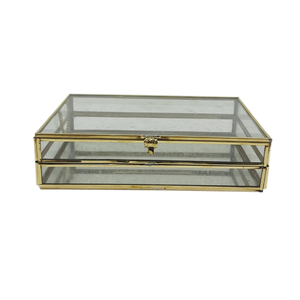 Caja de joyería de diseño único de vidrio y latón con chapado en plata, producto personalizado para decoración de bodas, hecho a mano a granel - Product Image 2