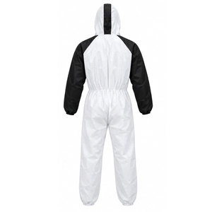 Combinaison de travail unisexe blanche avec manches noires, tenue de protection anti-poussière intégrale à capuche pour usage industriel - Product Image 3