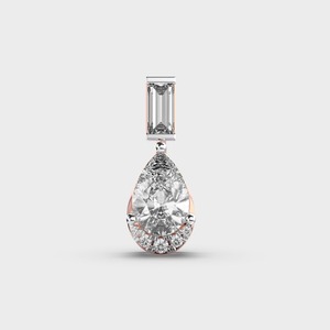 IGI Certified Lab Grown Diamond Pear Shape Drop Pendant with Baguette Cut Top & Micro Cluster in 9K Yellow / White & Rose Gold - Product Image 5