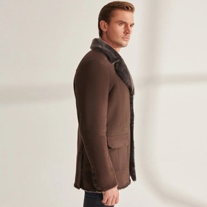 Manteau en peau de mouton véritable Denny&Dora pour homme, mi-long, imperméable, coupe-vent, style urbain, hiver - Product Image 4