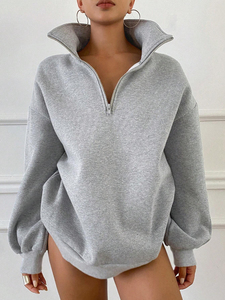 Nuevas sudaderas con capucha de moda para mujer, sudaderas con capucha deportivas informales con media cremallera para mujer, sudaderas con capucha de lana - Product Image 4