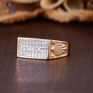 0.45 TDW Bague en or jaune avec diamant taillé rond par Lab-Stone/Bague en diamant luxueux/Couleur EF-VS - Product Image 2