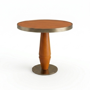 Mesa Redonda Moderna para Restaurante con Tapa de Vidrio y Base de Pedestal Metálico, Diseño Contemporáneo para Espacios Comerciales de Comedor - Product Image 3