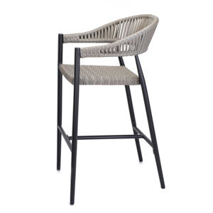 Silla de Bar de Metal Ligera, Resistente a la Intemperie, Comercial, para Exteriores, de Mimbre Sintético Gris, Taburete de Bar de Aluminio - Product Image 3