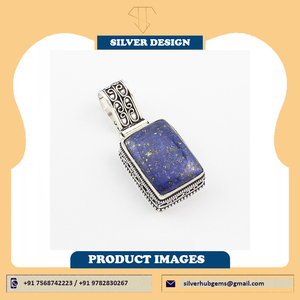 Pendentif en pierre précieuse Lapis Lazuli, argent Sterling 925, fait à la main, pendentif de style Boho, naturelle - Product Image 2
