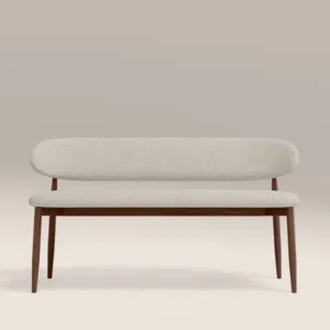 Banc de salle à manger 3 places SINTERIOR en pierre mouchetée et noyer HALSTON - Product Image 1