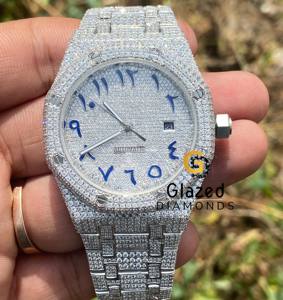 Elegante reloj Hip Hop Brilliant Cut VVS Clarity Moissanite Diamond para hombre, banda de acero inoxidable completamente helado, alta ETA Wear Anywhere - Product Image 3