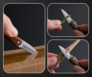 Couteau de poche multifonctionnel fait main en acier inoxydable avec porte-clés en bois, outil de qualité industrielle, personnalisable OEM, pour l'extérieur - Product Image 6