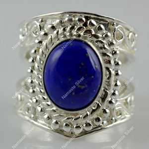 Handmade 925 Sterling Silver Lapis Lazuli <b>Ring</b> September Birthstone Gift with Natural Blue Gemstone Inlay <b>Statement</b> Jewelry - Product Image 4