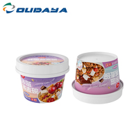 220ml Inyección de grado alimenticio IML Diseño de impresión Envase de plástico PP Helado Yogurt Jelly Cup con tapa y cuchara