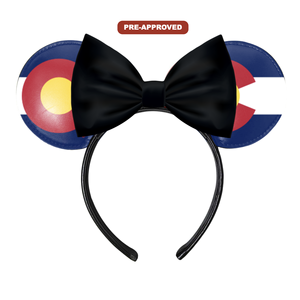 Custom Factory Order Headband Made-to-Order Concept <b>Mouse</b> Ears with Pre-Approval Design State Flag of Colorado - Product Image 1