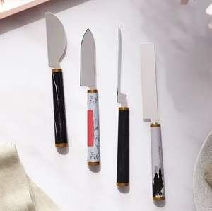 Ensemble de couteaux de vaisselle occidentale en acier inoxydable avec manche en marbre vaisselle personnalisée couverts au design de luxe pour hôtel - Product Image 1