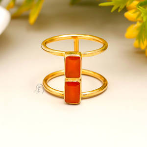 Nuevo diseño de piedras preciosas semipreciosas naturales, joyería de plata de ley 925 sólida, joyería fina, anillos, piedra cornalina rectangular - Product Image 1