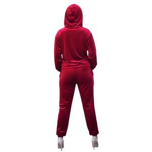 Conjunto de Sudadera con Capucha de Terciopelo Rojo para Mujer, Ropa de Salón Elástica de Algodón Suave, Estilo Casual Urbano, Chándal, Top Cómodo - Product Image 2