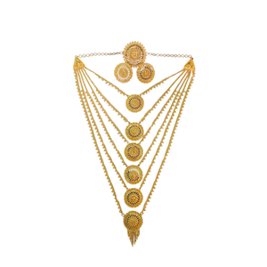 Vente en gros plaqué or 22 carats collier boucles d'oreilles bague sertie de bijoux de mariée de conception traditionnelle à vendre par les exportateurs - Product Image 2