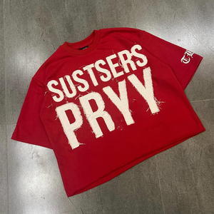 Venta al por mayor de alta calidad logotipo personalizado impresión 300GSM Streetwear camiseta de peso pesado recortada Top Camiseta de algodón Boxy Fit camiseta de los hombres - Product Image 1