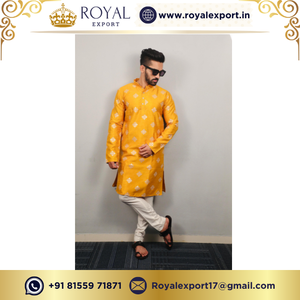 Collection Kurta Payjama pour hommes en soie de coton traditionnelle par Royal Export au prix de gros - Product Image 3