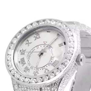 Montre mécanique en acier inoxydable et cuir pour homme, qualité supérieure, vintage, entièrement sertie de diamants en moissanite de clarté VVS, livraison gratuite - Product Image 4