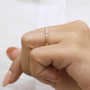 0,32 TW Lab creado Marquesa corte diamante media eternidad banda minimalista anillo de bodas para mujeres anillos de piedras preciosas apilables a juego - Product Image 4