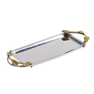 Bandeja de Servicio Rectangular de Metal Hecha a Mano para Bodas, Diseño Único con Asas en Forma de Rama Dorada, Ligera, Centro de Mesa Decorativo - Product Image 5