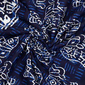 Nappe en coton pur imprimée à la main au Rajasthan, motif éléphant bleu, 6 places, 150x225cm - Product Image 4