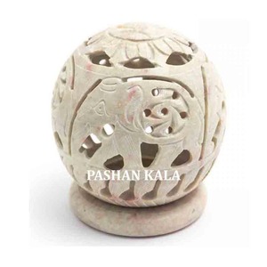 Bougie ronde en pierre stéatite naturelle pour la décoration de la maison et les cadeaux d'entreprise Bougeoir - Product Image 1