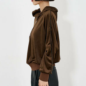 Derniers sweats à capuche pour femmes en velours personnalisés avec fermeture éclair sur le côté Prix bas Sweats à capuche tendance et à la mode pour femmes Logo personnalisé - Product Image 2