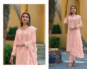 Robe attrayante lourde Faux Georgette & Chinon Salwar Suit & Dupatta Avec Broderie Fantaisie Séquence & Feuille Travail Femme Mode - Product Image 2