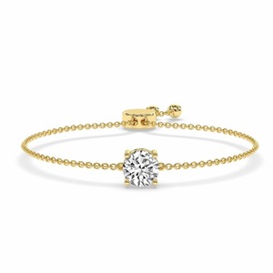 Bracelet Solitaire Classique en Or Massif 14K avec Diamant de Laboratoire Rond de 0,75 Carat, Couleur F-G, Pureté VS, pour Tous les Jours - Product Image 3
