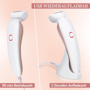 Rasoir électrique pour femmes 3-en-1, épilation sans douleur, utilisation humide et sèche, double lame, lumière LED pour le visage, les aisselles, les jambes, les zones du bikini - Product Image 3