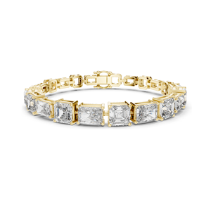 Bracelet tennis en diamants CVD cultivés en laboratoire 13,44 CT VVS-VS-EF, taille émeraude, or 18 carats, 14 carats, 10 carats et argent 925, rose, jaune - Product Image 1