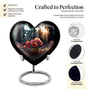 Urna de cremación de recuerdo de corazón de paisaje hermoso de estilo americano, urna funeraria de tapa segura pequeña con almacenamiento de cenizas - Product Image 3