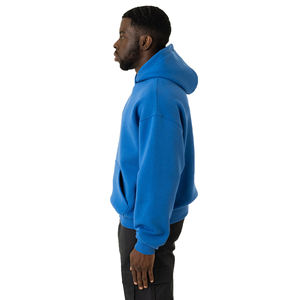 Vente en gros 100% sweat à capuche en polaire surdimensionné pour hommes en coton avec logo personnalisé vêtements de rue d'hiver motif uni à capuche thermique teint - Product Image 2