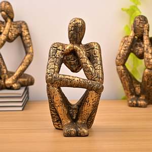 Gold <b>Thinking</b> Trios Resin Aluminium Sculpture Set Art Deco Plant for Home Living Wedding Decoration Handicraft Technology Used - Product Image 4