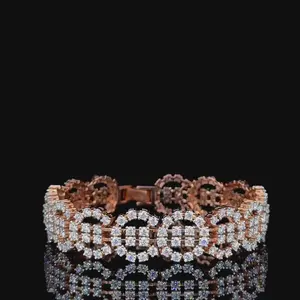 Pulsera de Mujer Elegante y Lujosa House of DRYPP con Diamante Moissanite Redondo VVS, Plata 925, Cierre de Seguridad, Ancho de 9 mm - Product Image 1