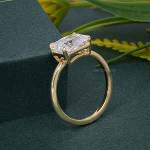 Moda 2Ct IGI certificado VVS laboratorio cultivado diamante chapado en oro 925 Plata East West radiante anillo de compromiso joyería mujeres regalos - Product Image 1