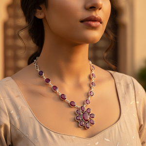 925 <b>Silver</b> Ruby <b>Necklace</b> for <b>Women</b> Fine Chains Gemstone Jewelry - Product Image 2
