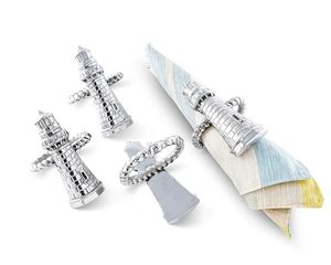 Anneau de serviette phare en aluminium Mer côtière Océan pour centres de table de mariage Anneau de serviette de table unique pour la décoration intérieure - Product Image 4