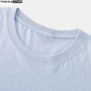 Camiseta de manga corta de algodón para hombre, ropa informal transpirable ecológica de alta calidad, ropa informal sólida con cuello redondo, 210 gramos Triksy Star - Product Image 2